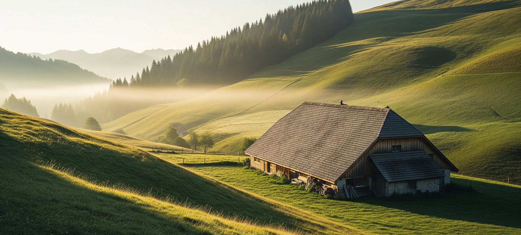 Paysage de montagne en Haute-Savoie, environnement de l'élevage Bouvier Bernois France